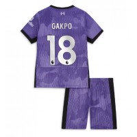 Billiga Liverpool Cody Gakpo #18 Barnkläder Tredje fotbollskläder till baby 2023-24 Kortärmad (+ Korta byxor)